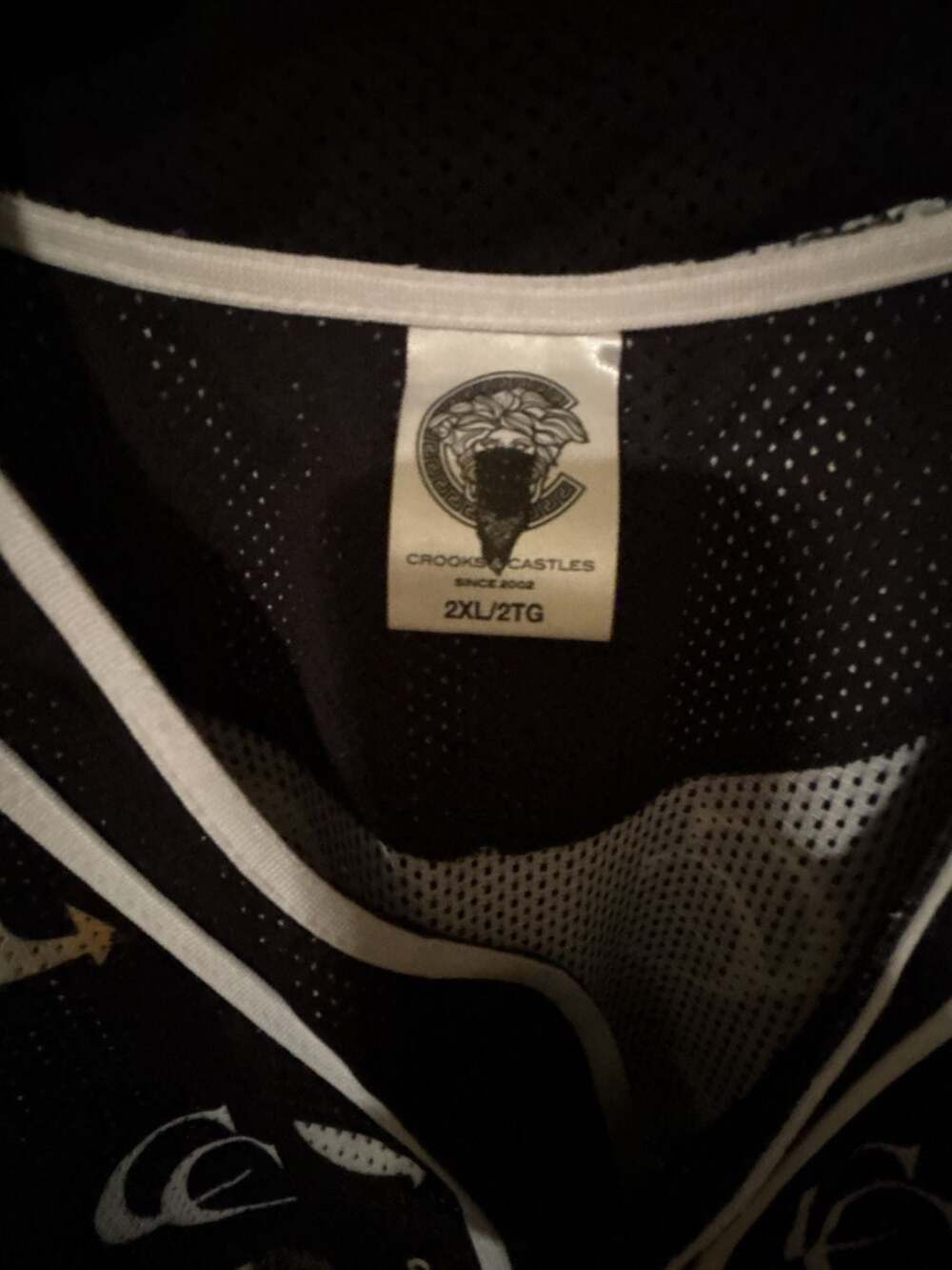 Crooks & Castles Jersey Size 2XL Black Medusa All-Over Print Baseball